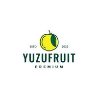 fruit fresh yuzu orange minimal lines art logo design icon vector illustration