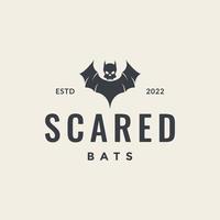 flying bats nocturnal skull scare night flapping wings hipster logo design vector icon illustration