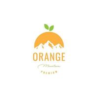 fruit orange mountain fresh nature logo design vector icon illustration