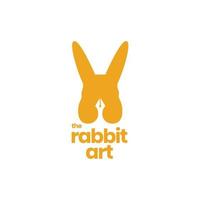 rabbit hare ears animals pets ballpoint writer art logo design vector icon illustration