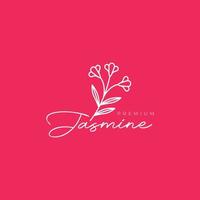 feminine beauty flowers jasmine minimalist line art logo design icon vector illustration