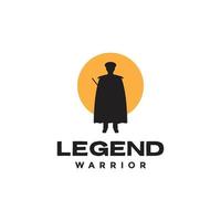 man captain warrior cloak legend silhouette logo design vector icon illustration