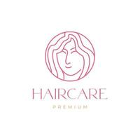 women female hair care face skin treatment salon minimalist modern circle logo design vector