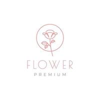 gardening plant feminine flower rose minimalist line simple logo design vector