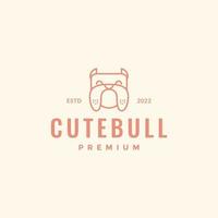 face friend pets bull dog cute line smile happy mascot hipster logo design vector icon illustration