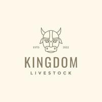 mascot cartoon head cow horned livestock farm helmet hipster logo design vector icon illustration