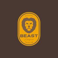 strong beast animal savanna lion mane carnivore vintage badge logo design vector icon