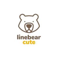 mascot cartoon cute head animal bear grizzly minimal logo design vector icon