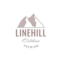 high hill outdoor nature line art minimal hipster logo design vector icon illustration