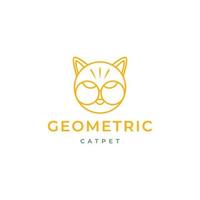 animal pets cat kitten geometric modern line circle logo design vector icon illustration