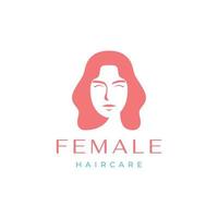 face female feminine beauty long hair hair care face care minimalist modern isolated logo design vector