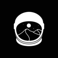 casco astronauta espacio cielo montaña noche Luna moderno logo diseño vector