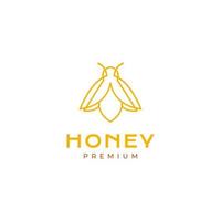 honey bee insect flying bubble bee line wings minimalist logo design vector icon illustration