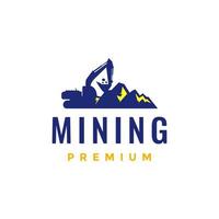 excavator ground mining peak land gold logo design vector icon