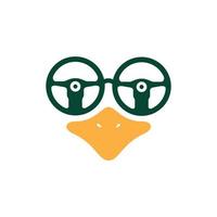 steering wheel duck face animal poultry beak logo design vector icon illustration