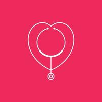 stethoscope health care medical love line logo design vector icon illustration