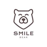 mascota animal bestia oso oso pardo cara sonrisa moderno minimalista logo diseño vector