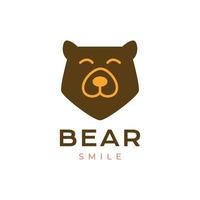 animal beast grizzly face flat mascot smile modern minimal simple logo design vector