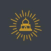 muslim pray place mosque shine sunburst minimalist line simple logo design vector