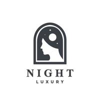 people beauty women face hair care mirror moon night luxury logo design vector