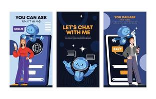 Chatbot Social Media Story Template Design vector