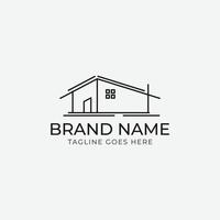 Simple house logo template with creative lineart style. vector