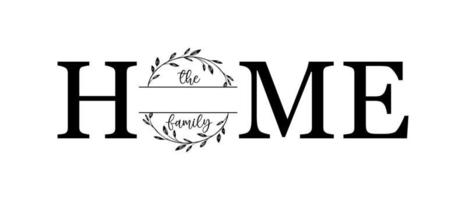 Hand lettering Family name monogram split monogram the family welcome home sign wedding floral ornament wreath border frame greeting card invitation vector