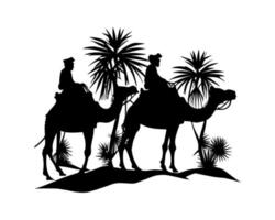 Camel rider silhouette black logo animals silhouettes icons camel riders desert palm silhouette vector illustration