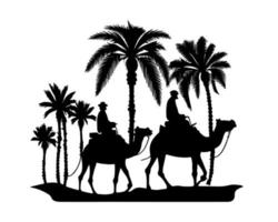 camello jinete silueta negro logo animales siluetas íconos camello jinetes Desierto palma silueta vector ilustración