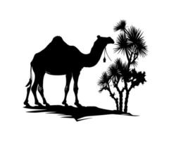 Camel silhouette black logo animals silhouettes icons camel riders desert palm silhouette vector illustration