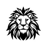 Lion head face logo silhouette black icon tattoo mascot hand drawn lion king silhouette animal vector illustration