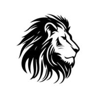 Lion head face logo silhouette black icon tattoo mascot hand drawn lion king silhouette animal vector illustration