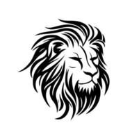 Lion head face logo silhouette black icon tattoo mascot hand drawn lion king silhouette animal vector illustration