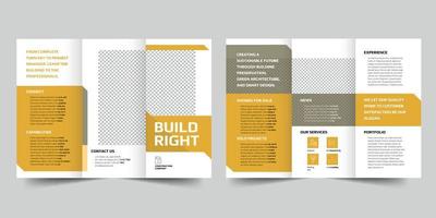 Construction Company trifold brochure template, Trifold Brochure Accountancy Firm flyer vector layout Trifold mockup Pro Vector