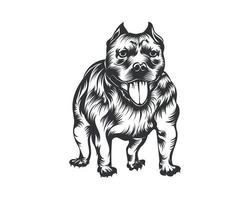 American Bully Dog Vector Illustration, Bully Dog Vector Black on White Background