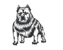 American Bully Dog Vector Illustration, Bully Dog Vector Black on White Background