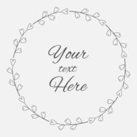 Vector illustration of hand drawn wreath. Cute doodle floral frame