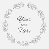 Hand Drawn Floral Wreath Frame Simple Design vector