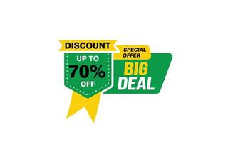 70 Percent BIG DEAL offer, clearance, promotion banner layout with sticker style. vector