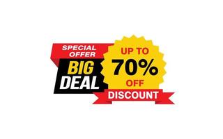 70 Percent BIG DEAL offer, clearance, promotion banner layout with sticker style. vector