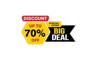 70 Percent BIG DEAL offer, clearance, promotion banner layout with sticker style. vector