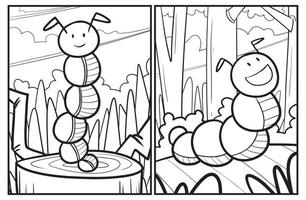 Cute caterpillar cartoon coloring pages vector