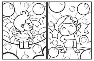 Cute bubble boy cartoon coloring pages vector