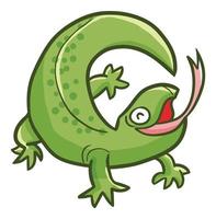 Funny and happy green lizard. vector