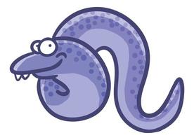 Cool and funny purple eel smiling. vector