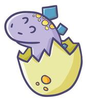 Funny and cute dinosaur baby coming out from the egg. vector