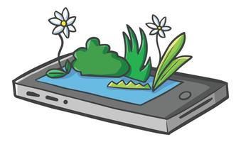 Funny phone with plant on it vector