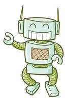 Cool and and cute funny bright green robot smiling vector