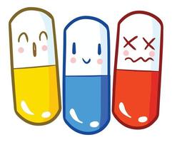 Funny and cute 3 capsules with different color and expression vector