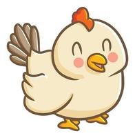 Funny and cute light brown hen smiling happily vector